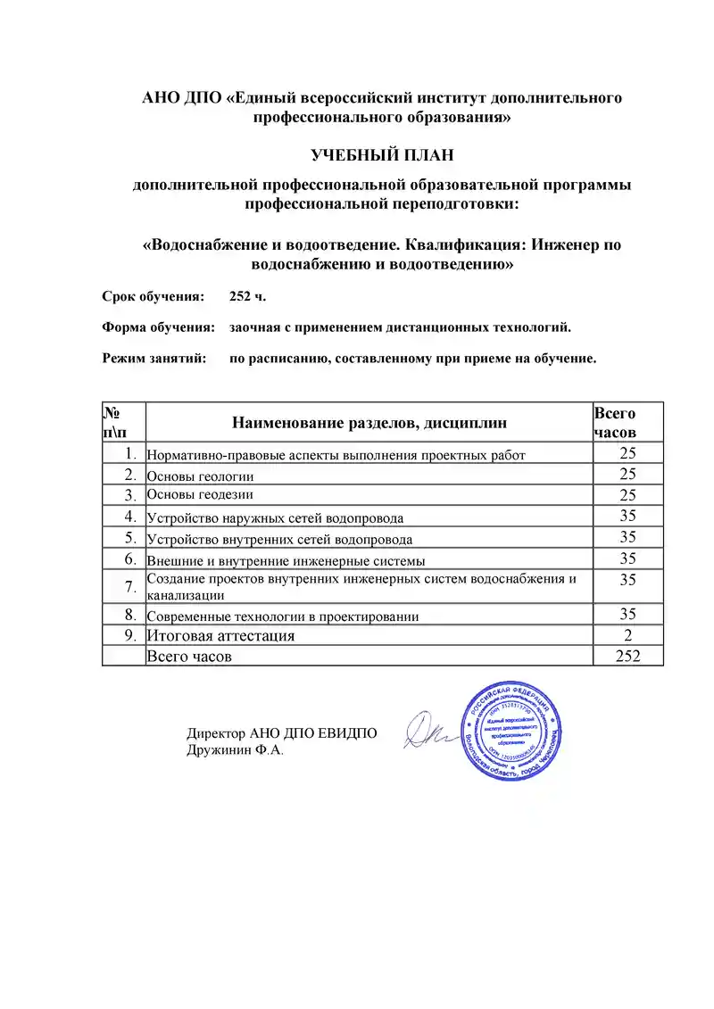 Диплом Инженер по водоснабжению и водоотведению | Онлайн-обучение