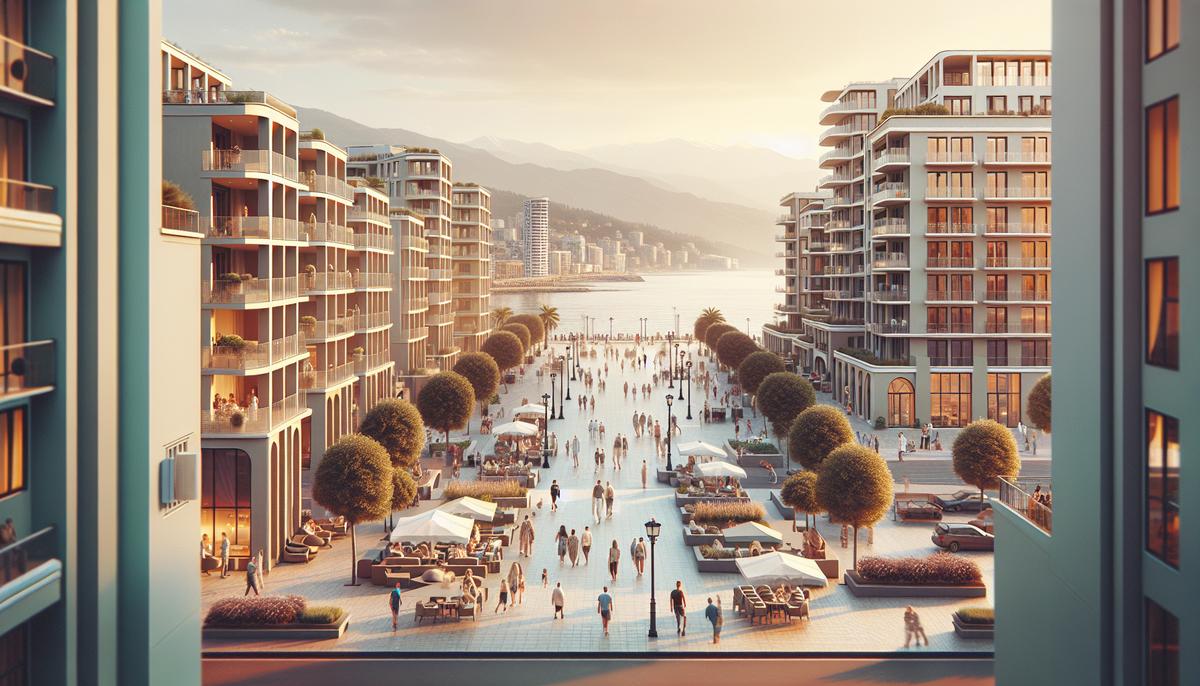 Вид на набережную и жилые дома в Батуми