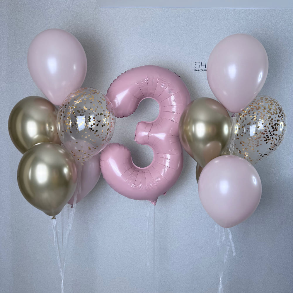 Цифра 3 и 2 связки по 5 шаров