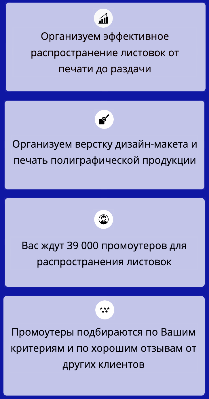 Описание услуги раздача листовок агентства промоутеров 1