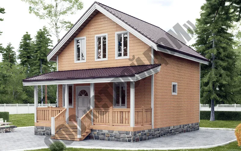 Каркасный Дом РУБИН С ТЕРРАСОЙ 7Х9