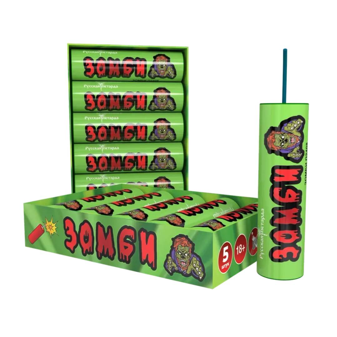 Салют П2408  Петарды Зомби (5 шт), 5 залпов,  калибр