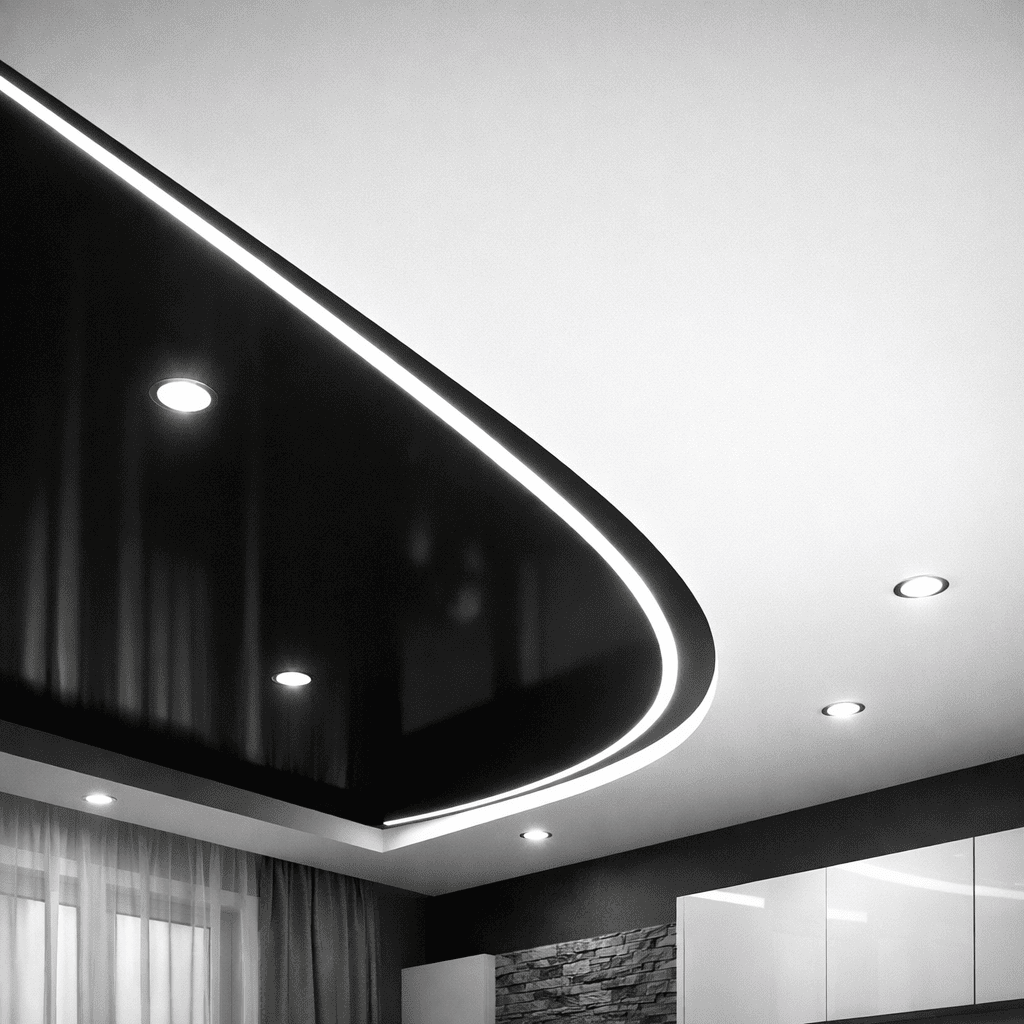 натяжной потолок с точечными светильниками с точечными светильниками