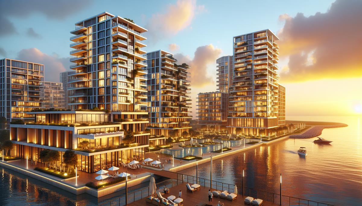 Вид на современные жилые комплексы в Батуми у моря