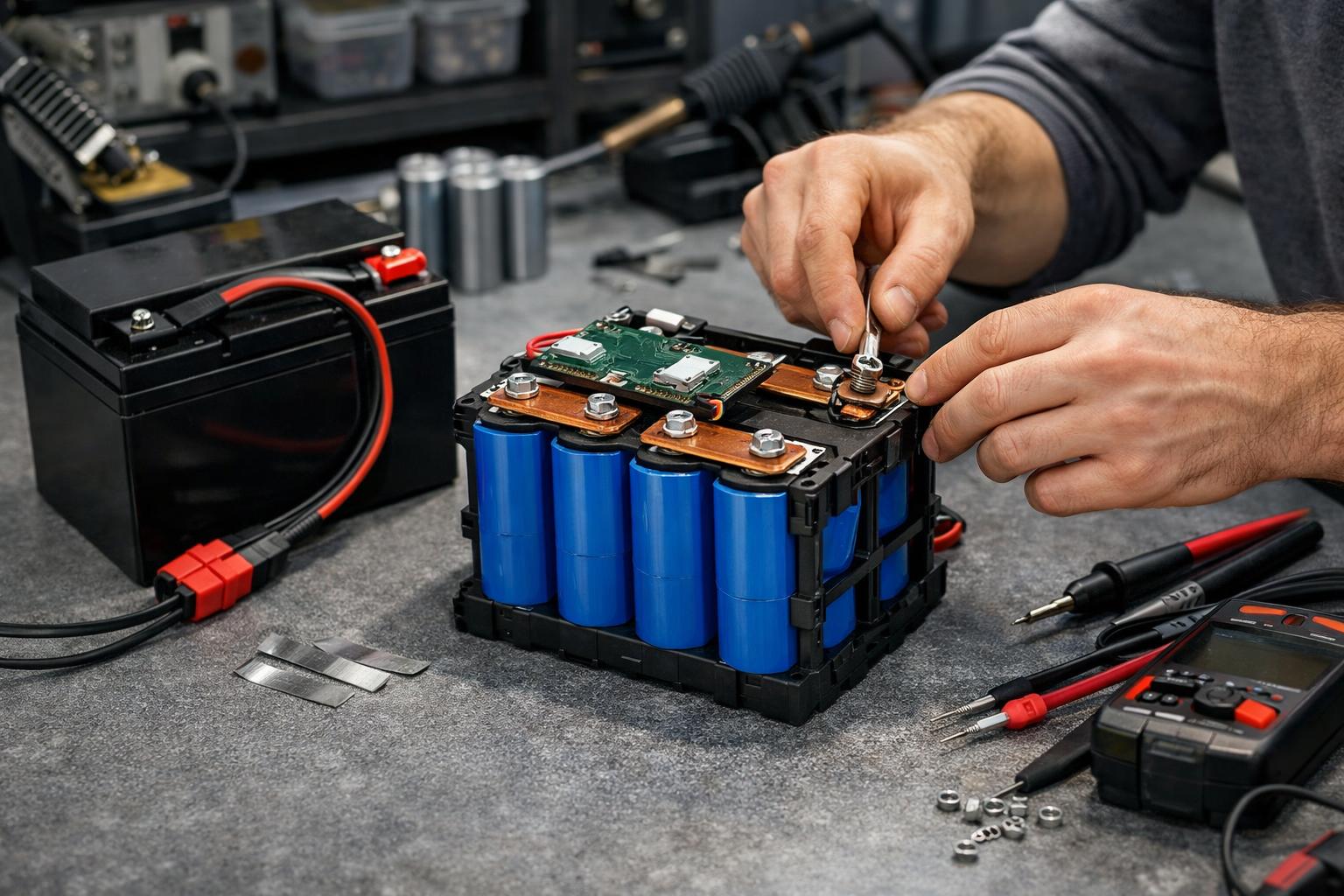 Сборка LiFePO4 12V под заказ - батареи Tesselion - пошагово Сборка LiFePO4 12V под заказ - батареи Tesselion - пошагово