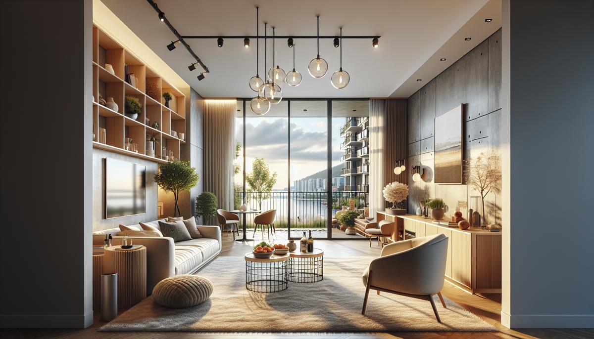 Интерьер готовой квартиры в Батуми, светлая гостиная