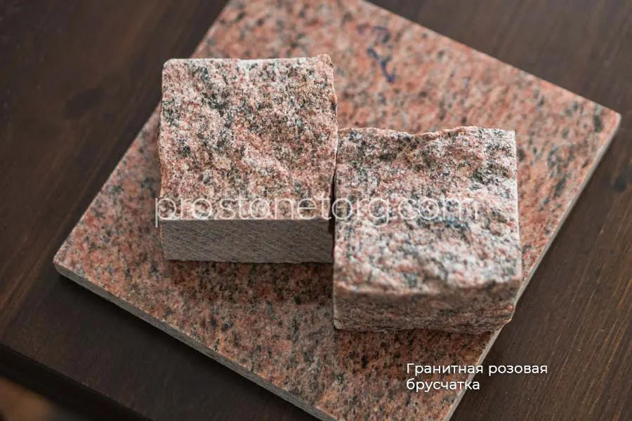 Гранитная розовая брусчатка красная мощение купить