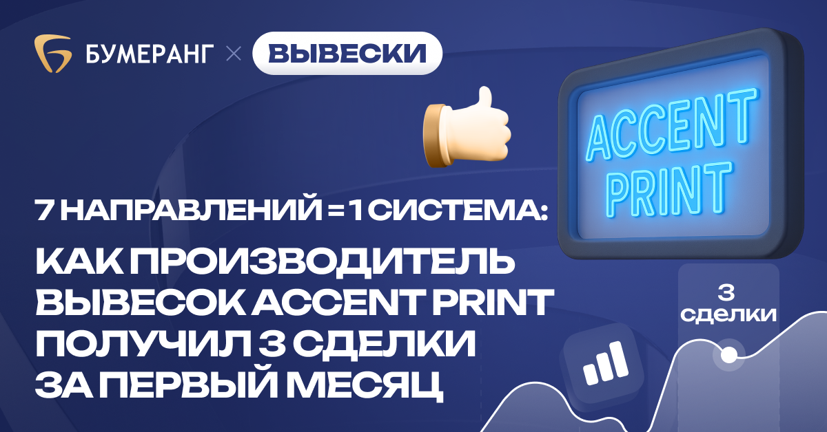 7 направлений = 1 система: как производитель вывесок Accent Print получил 3 сделки за первый месяц 7 направлений = 1 система: как производитель вывесок Accent Print получил 3 сделки за первый месяц