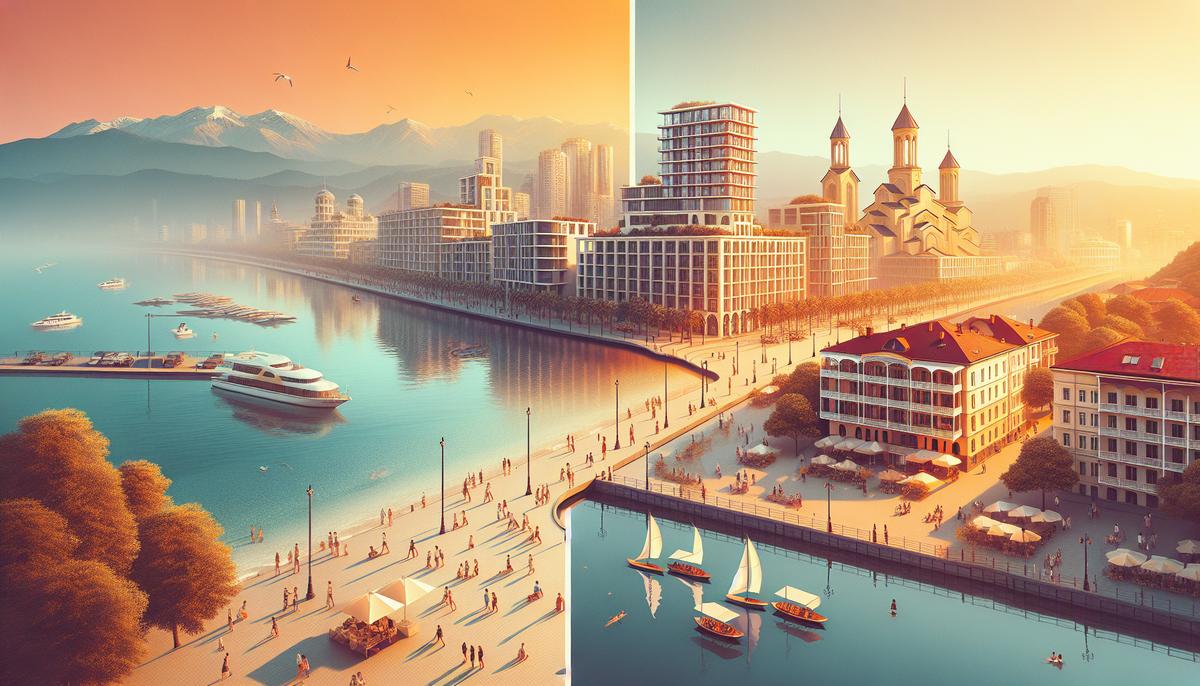 Карта и силуэты Батуми и Тбилиси — сравнение рынка недвижимости