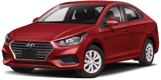 Красный Hyundai Accent, боковой вид