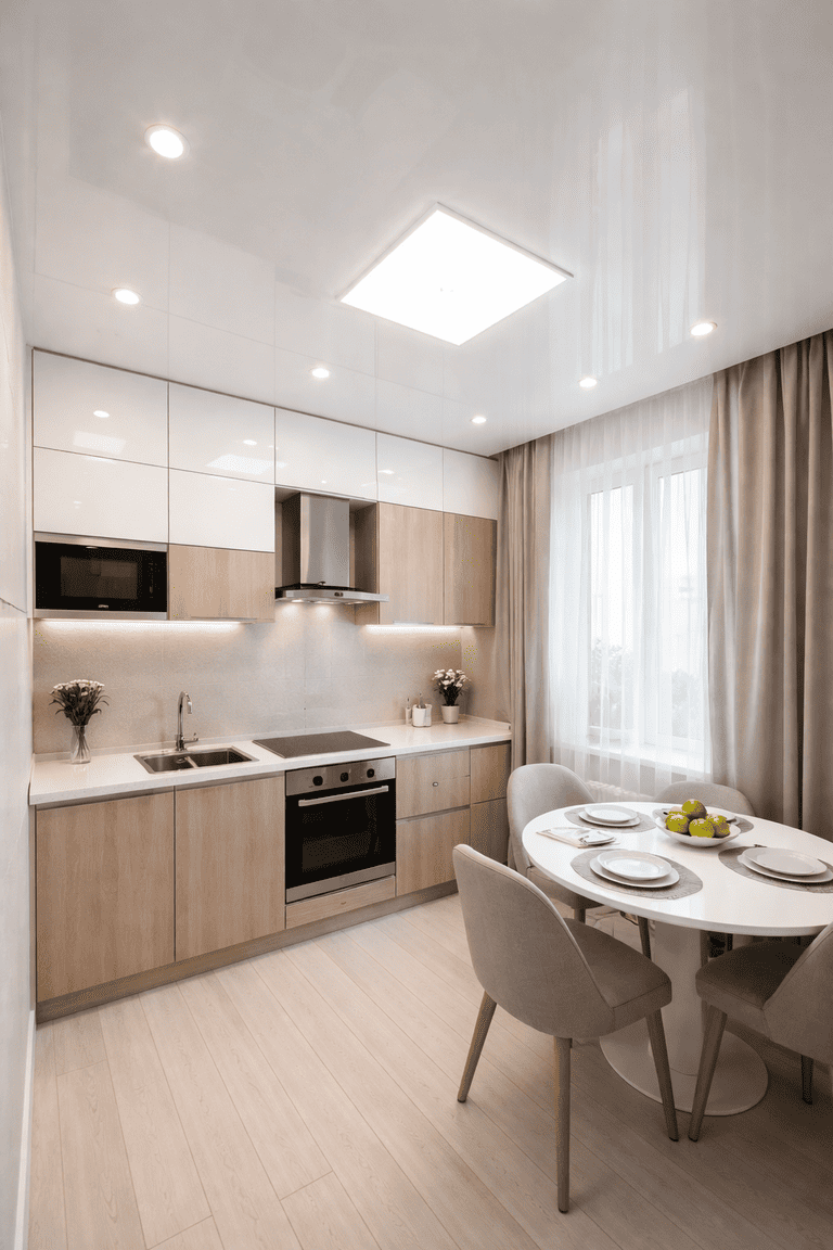 натяжной потолок с точечными светильниками с точечными светильниками