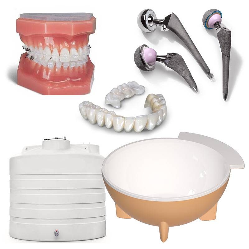 Изделия при производстве которых используются композиты Изделия из композита: брекеры, исплантанты, коронки, бак для воды, купель