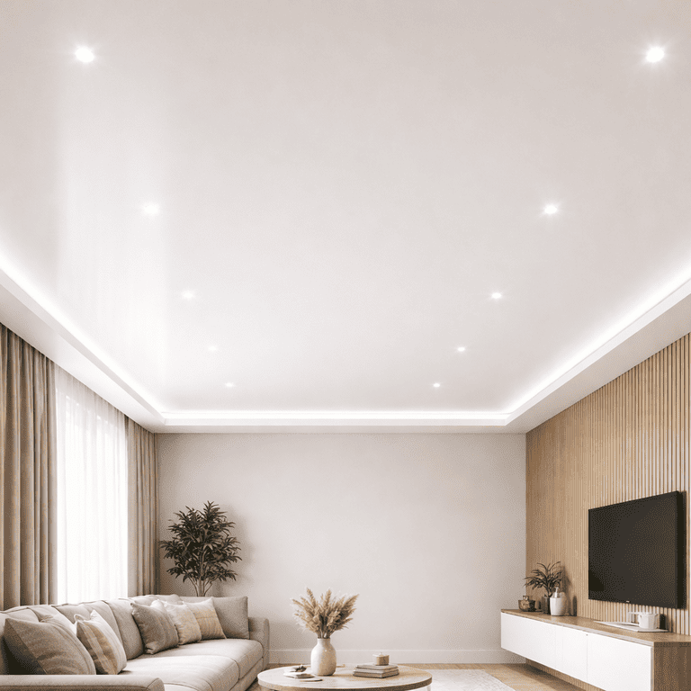 натяжной потолок с точечными светильниками с точечными светильниками