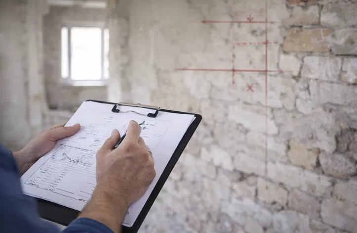 Осмотр помещения и разметка перед началом демонтажных работ