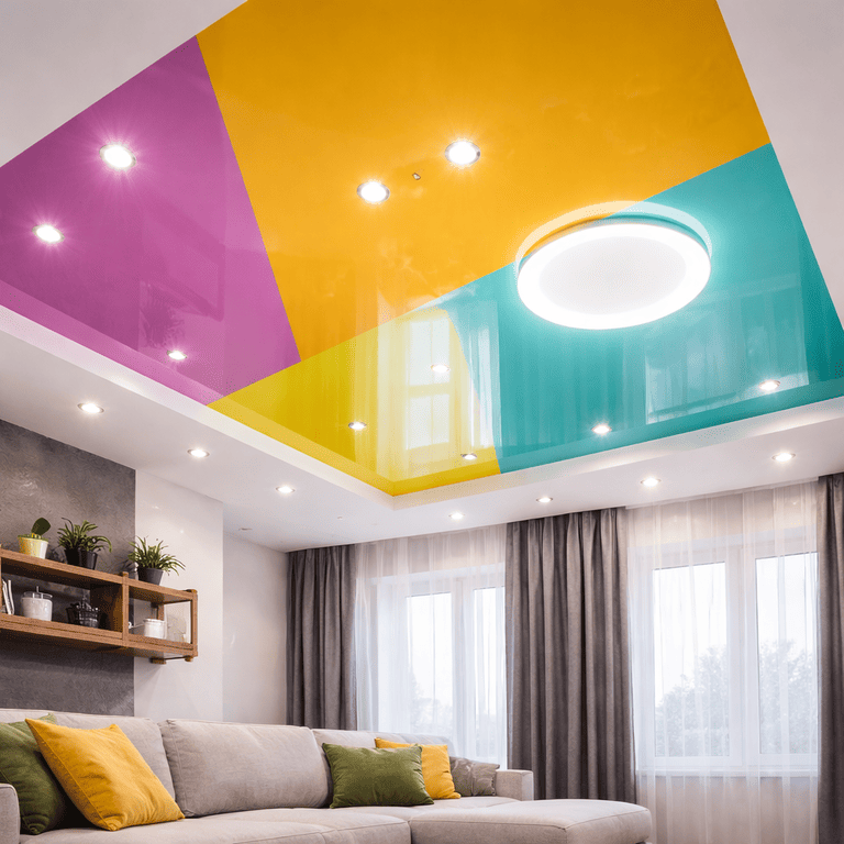 натяжной потолок с точечными светильниками с точечными светильниками