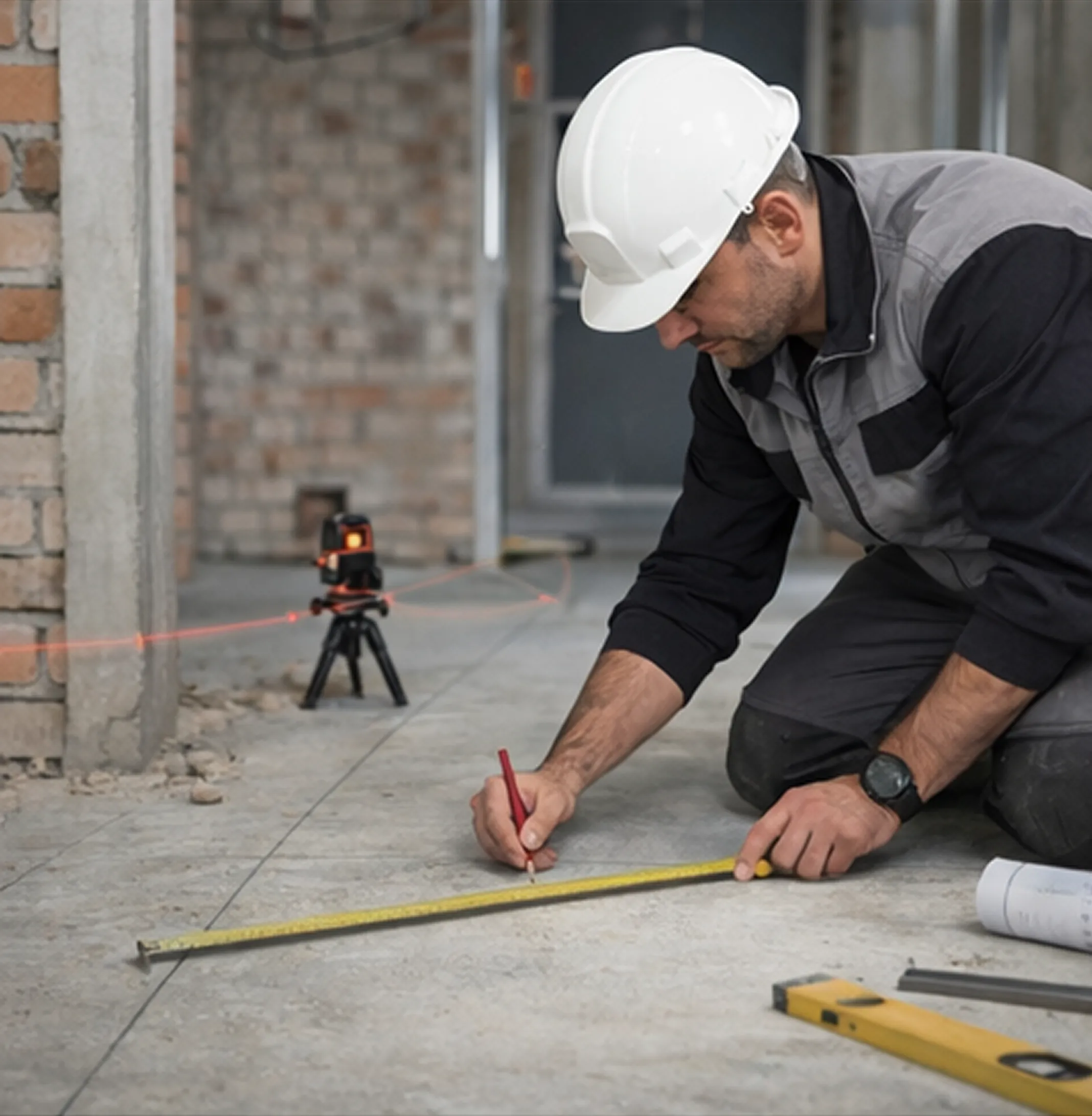Разметка помещений перед монтажом межкомнатных перегородок