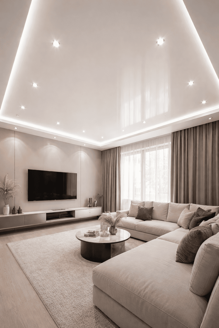 натяжной потолок с точечными светильниками с точечными светильниками