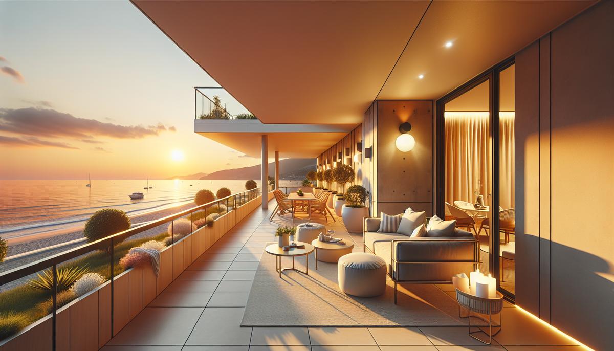 Апартаменты с видом на море в Батуми — терраса и город на фоне