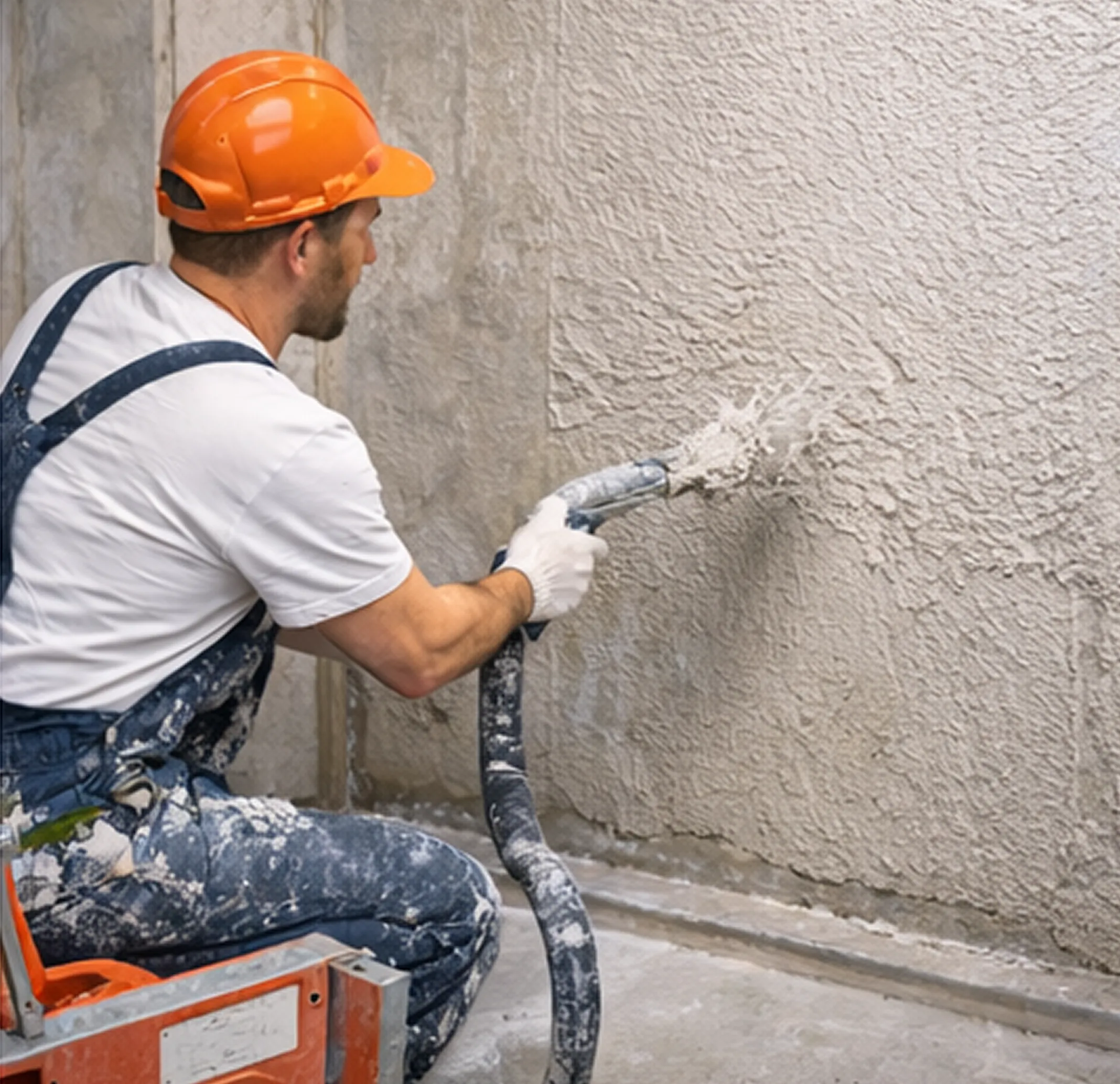 Нанесение механизированной штукатурки на стены