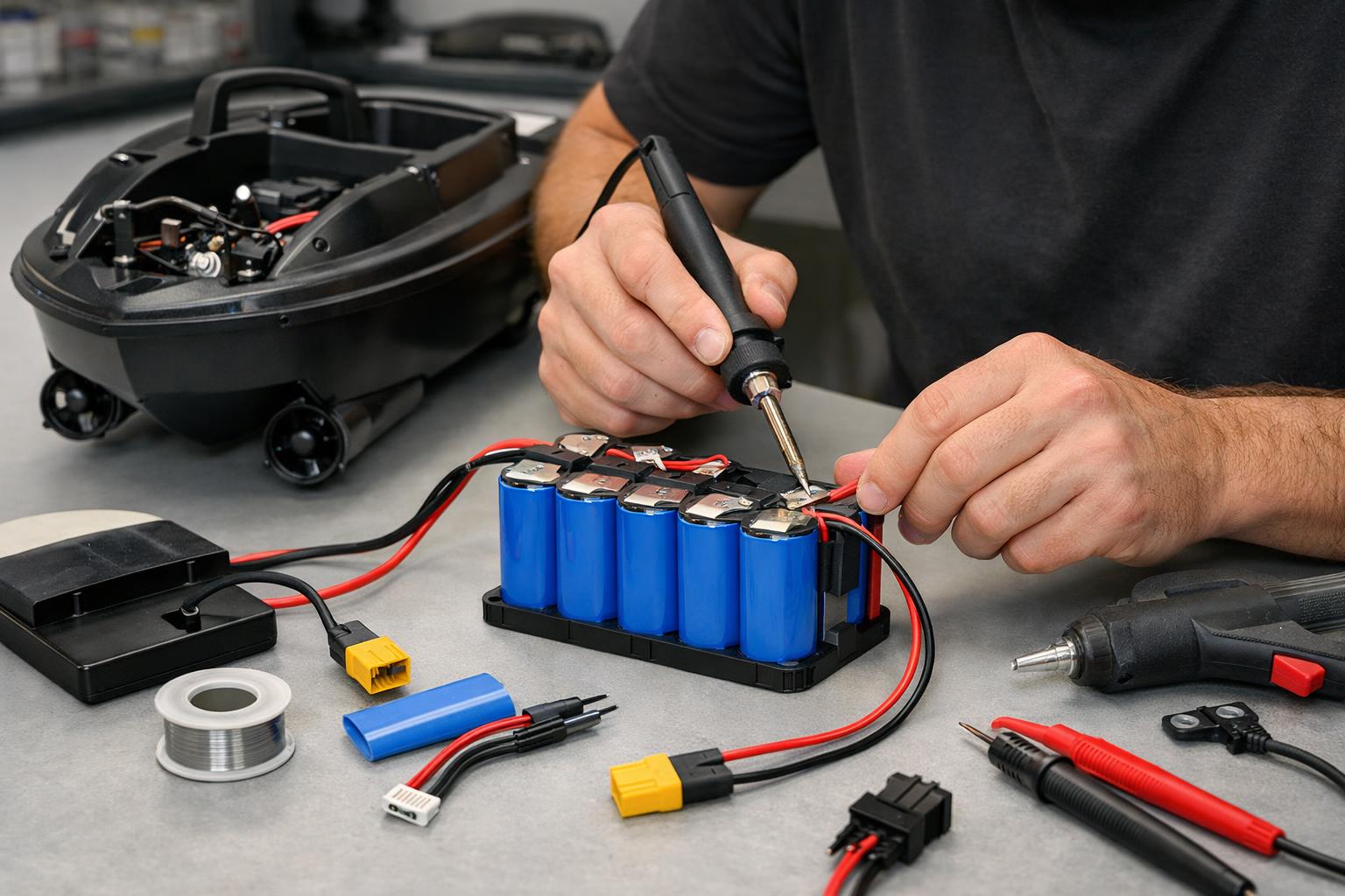 Сборка аккумулятора для прикормочного кораблика Tesselion Сборка аккумулятора для прикормочного кораблика Tesselion