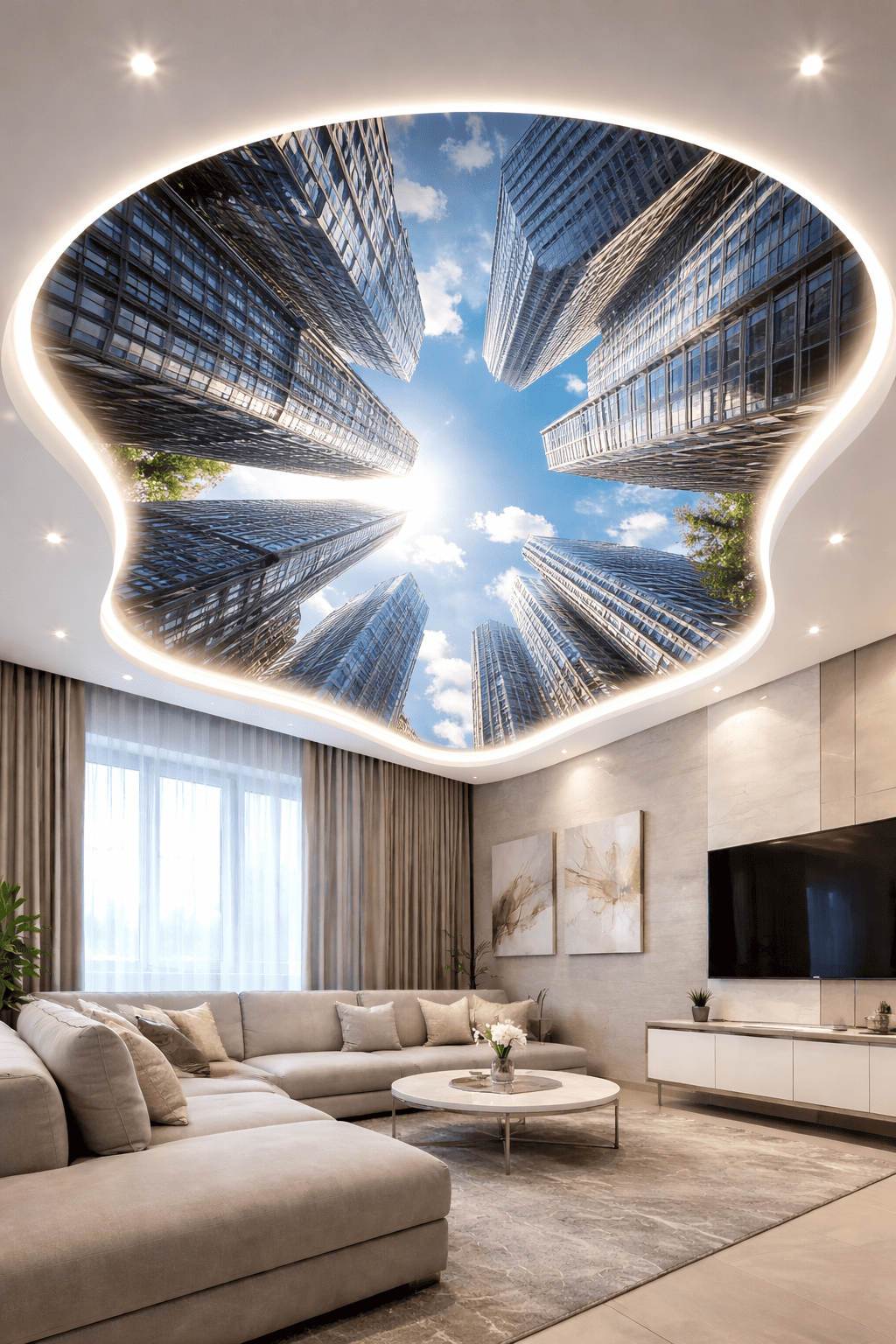 натяжной потолок с точечными светильниками с точечными светильниками