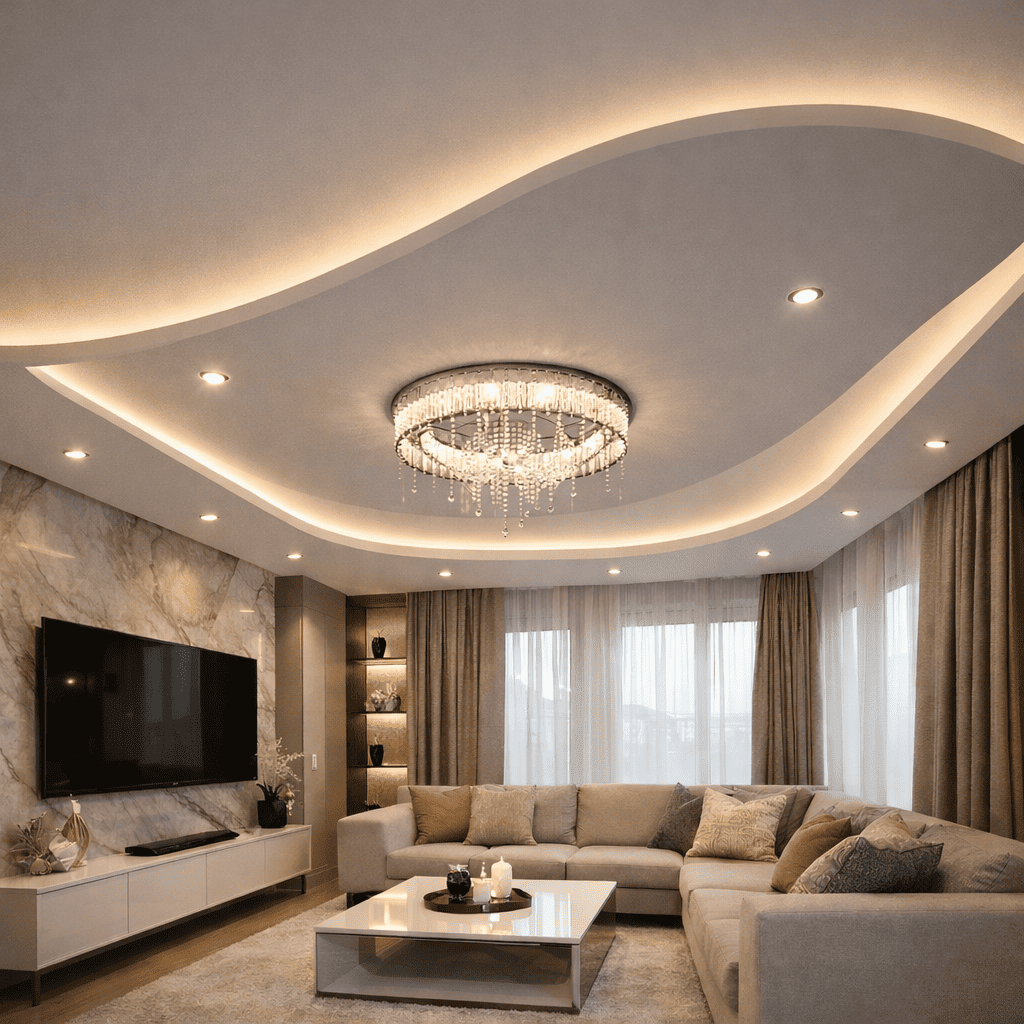 натяжной потолок с точечными светильниками с точечными светильниками