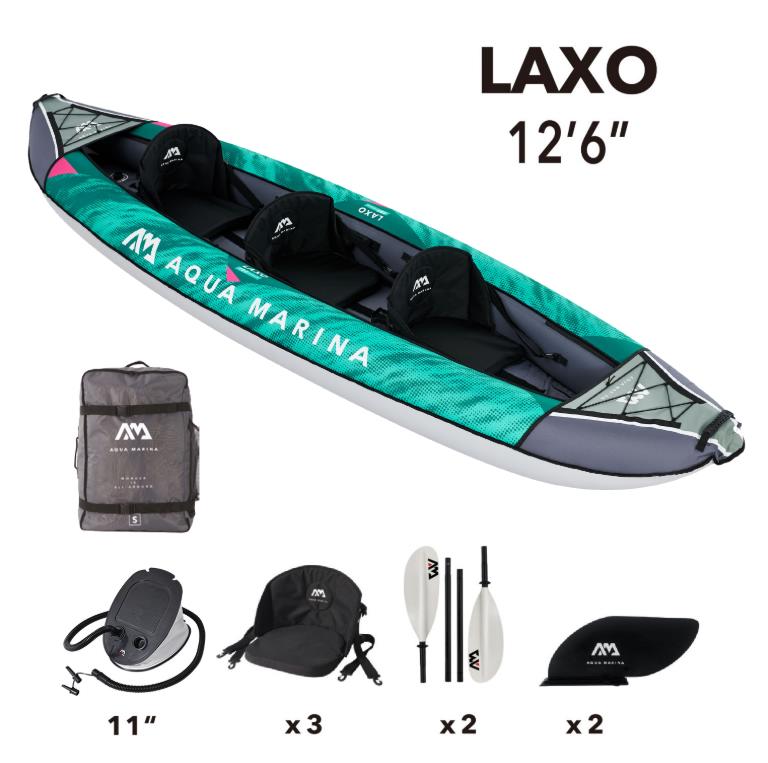 трёхместный надувной каяк aqua marina 12'6 laxo-380