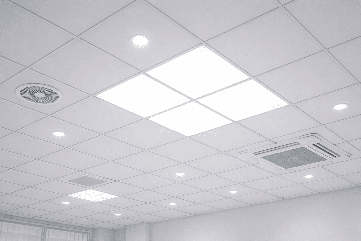 натяжной потолок с точечными светильниками с точечными светильниками