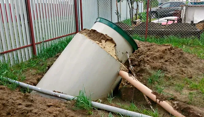 Незаполнение септика водой во время монтажа Незаполнение септика водой во время монтажа