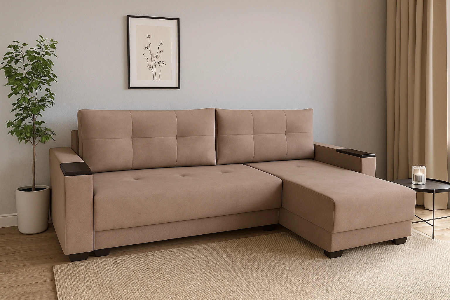 консоль за спинкой дивана зонирование