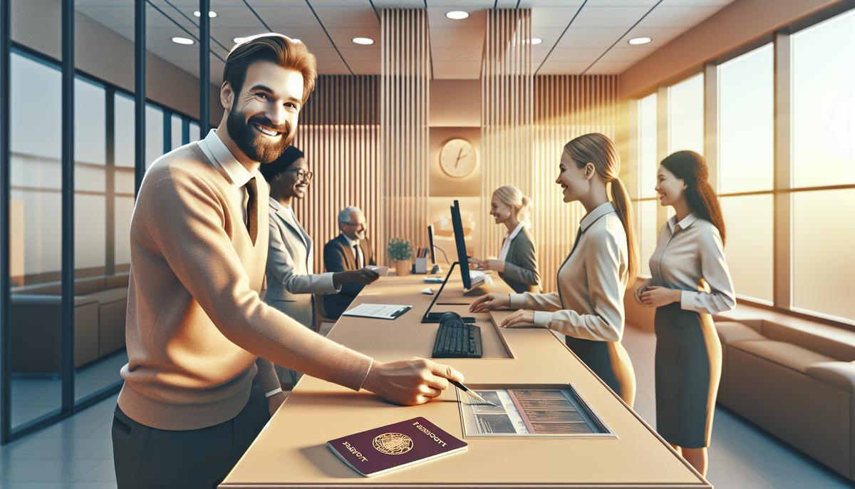 Иностранец открывает банковский счёт в отделении банка в Грузии