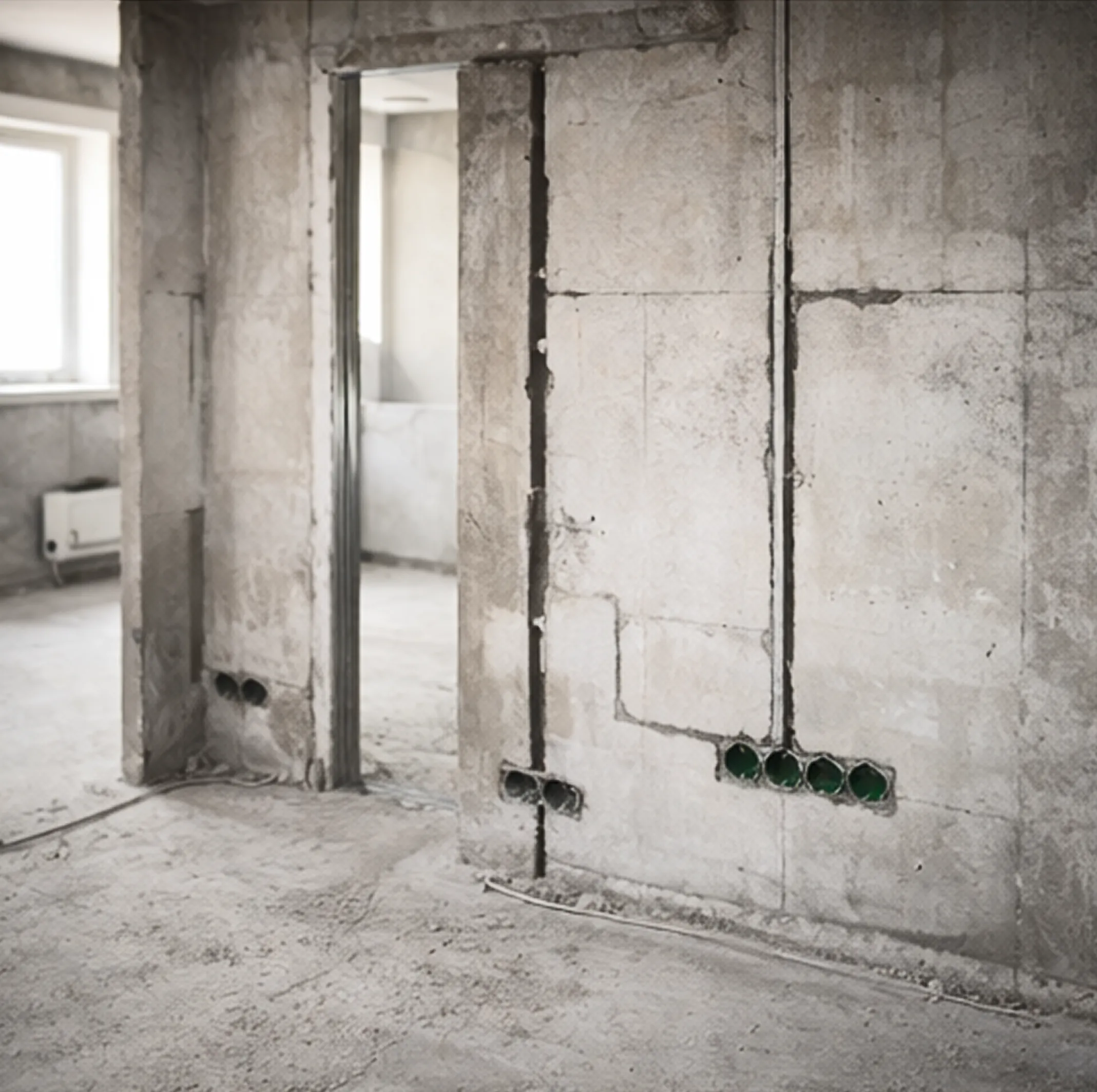 Электрика подготовлена к штукатурке и чистовой отделке помещения Подготовка электропроводки под дальнейшую отделку стен