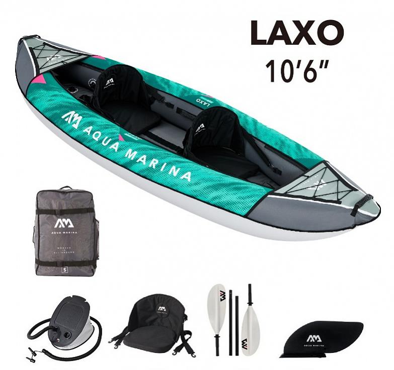 Каяк надувной двухместный с веслами aqua marina laxo-320