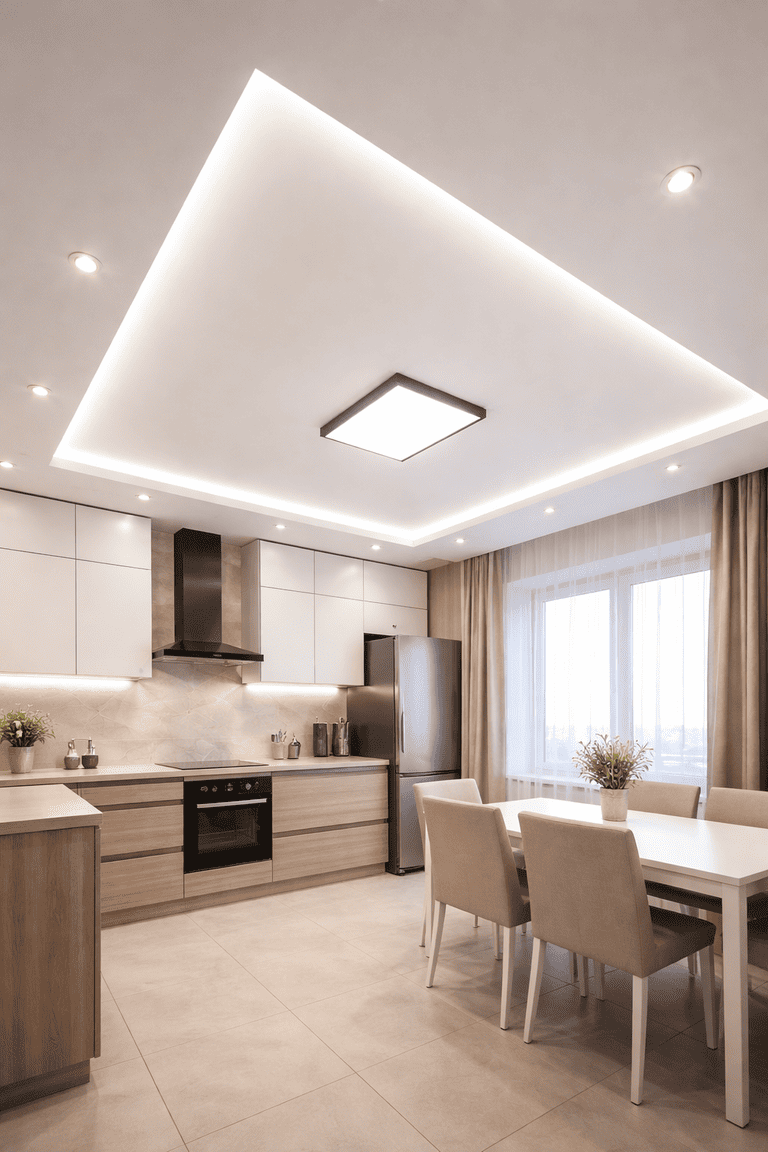 натяжной потолок с точечными светильниками с точечными светильниками