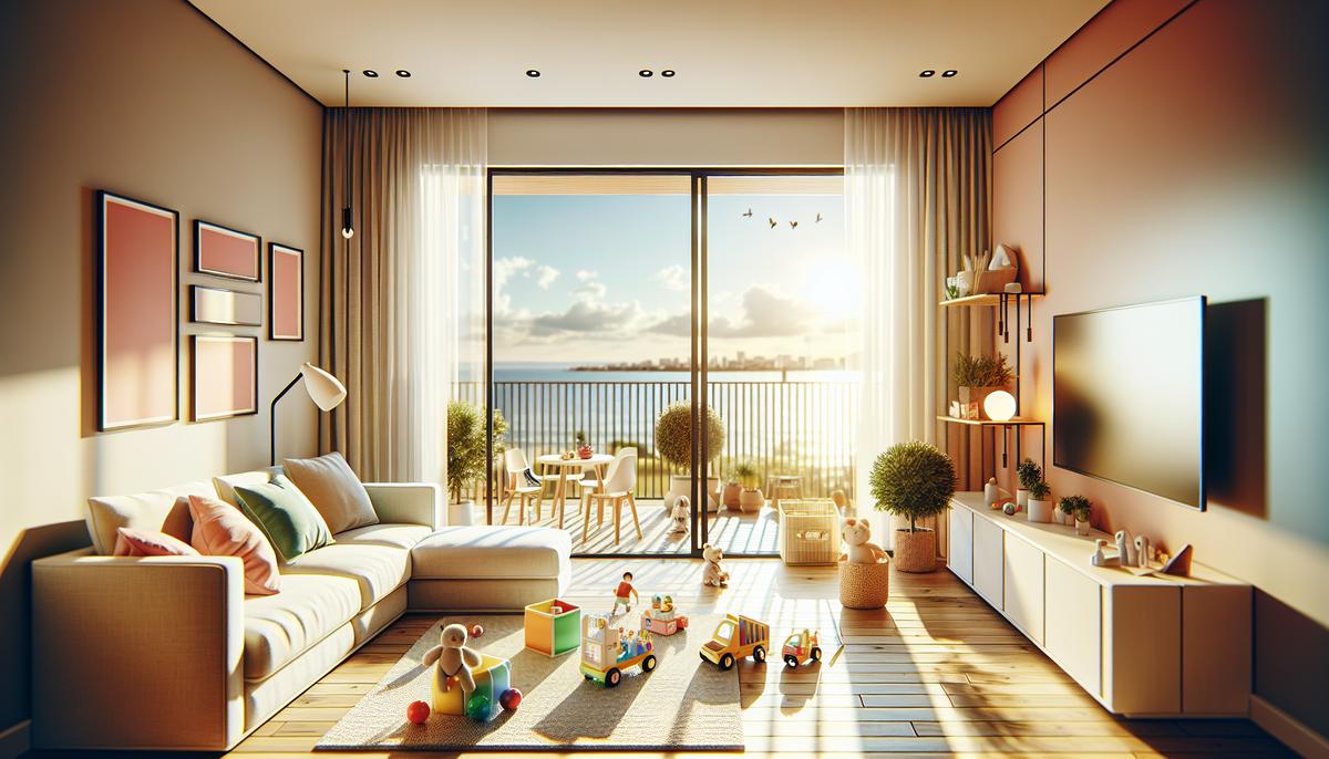 Лучшие квартиры в Батуми для семейной жизни Семейная квартира с видом на море в Батуми, светлая гостиная и балкон