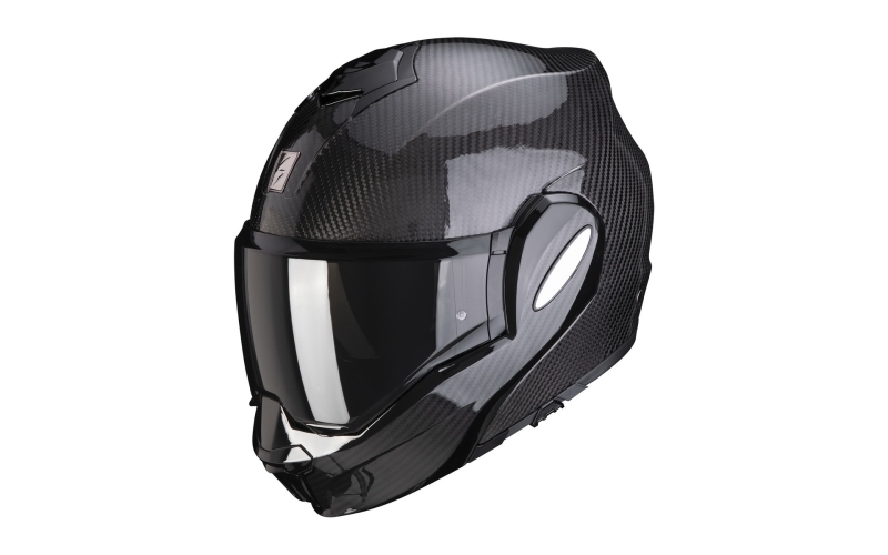 Мотошлем флип-бэк SCORPION EXO-TECH EVO Carbon Glossy Black — мотосалон SPB-HS, СПб
