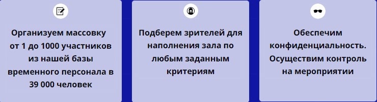 Описание организации массовки в зрительном зале