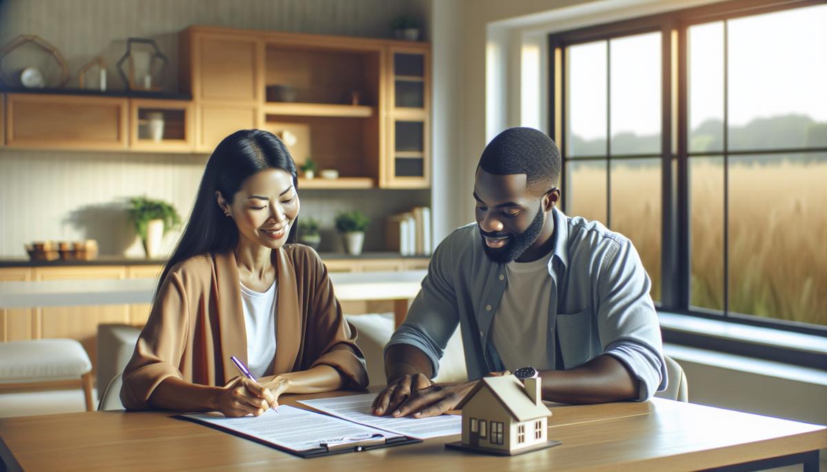 Как работает ипотека для иностранцев в Грузии Иностранец подписывает ипотечный договор у стола с представителем банка в Грузии