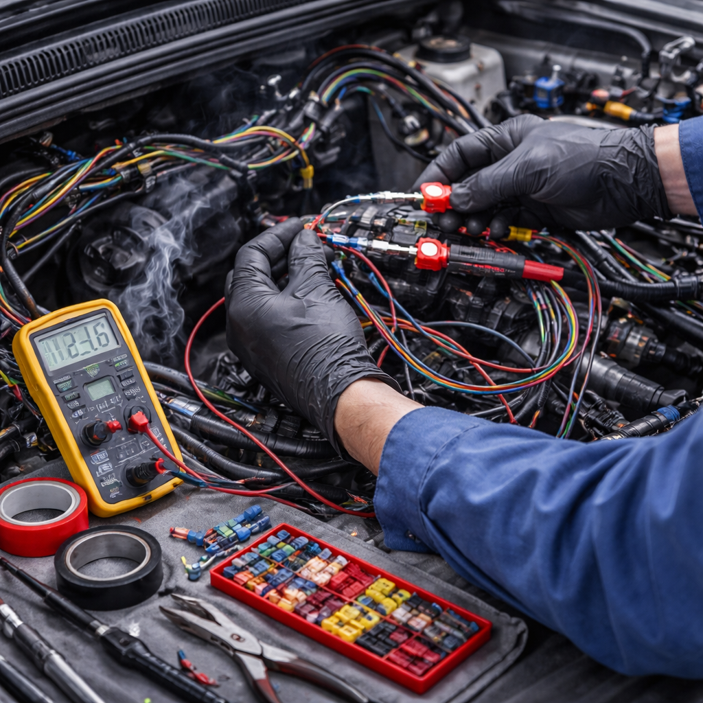 Ремонт проводки автомобиля в Смоленске цена автосервис Смоленск, ремонт авто Смоленск, СТО Смоленск, техобслуживание автомобиля Смоленск, диагностика авто Смоленск, ремонт подвески Смоленск, замена масла Смоленск, ремонт двигателя Смоленск, ремонт коробки передач Смоленск, автоэлектрик Смоленск, шиномонтаж Смоленск, заправка кондиционера Смоленск, диагностика ходовой Смоленск, ремонт тормозной системы Смоленск, автосервис Эксперт Плюс, недорогой автосервис Смоленск, качественный ремонт авто, обслуживание иномарок Смоленск, сервис BMW Смоленск, сервис Mercedes Смоленск