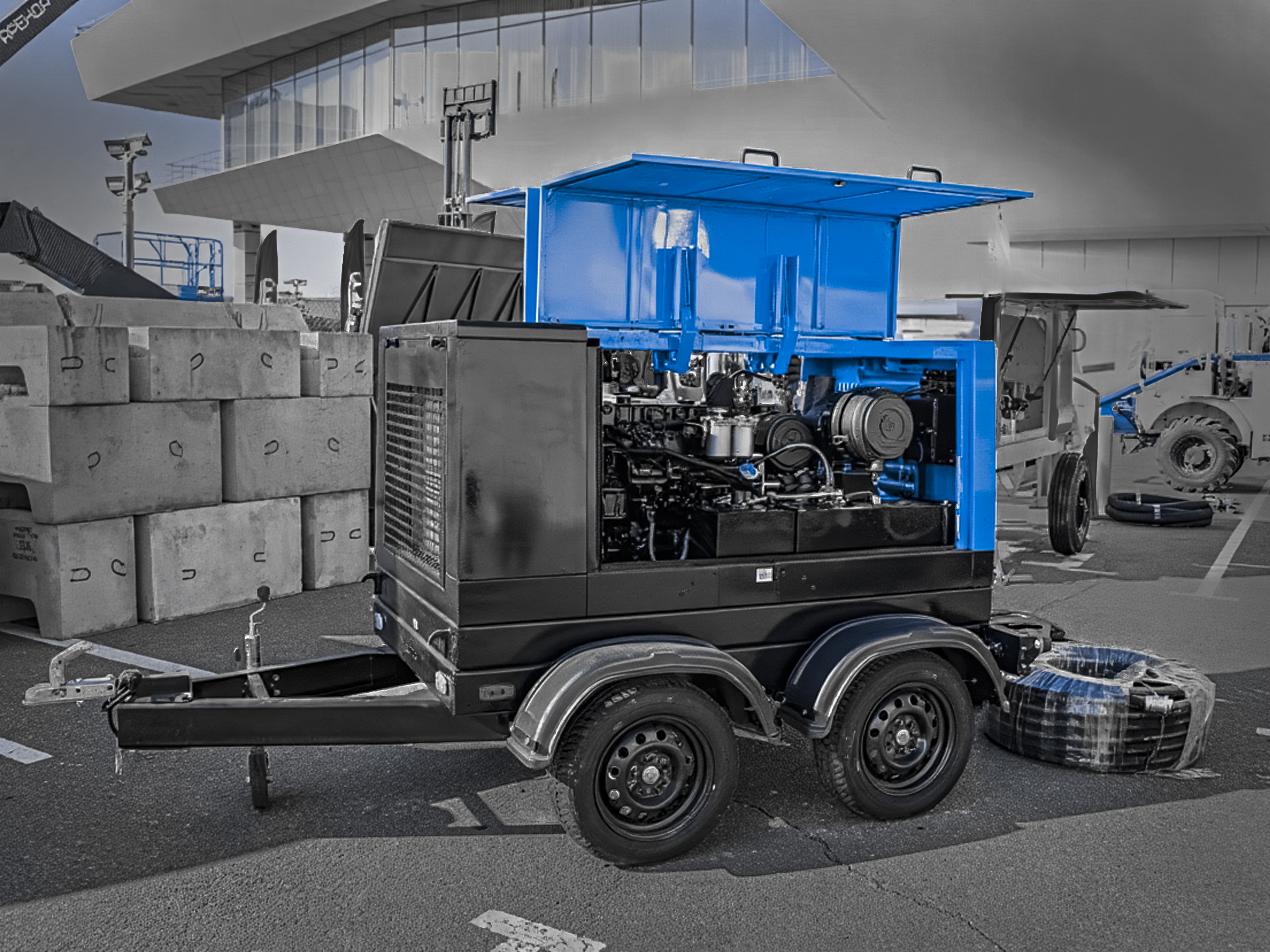 Крупный план узлов сборки и сервисных компонентов