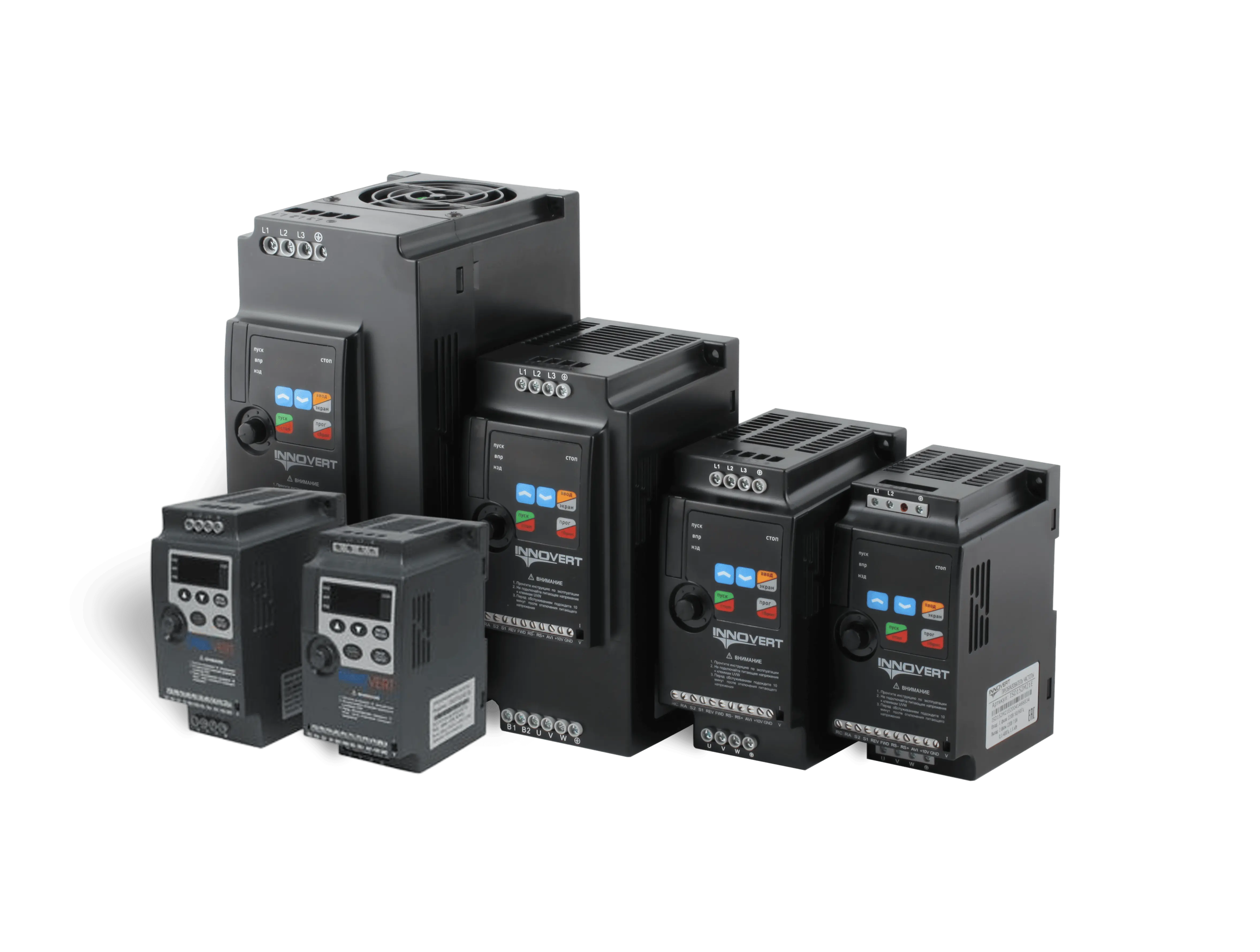 Частотные преобразователи InnoVert Ряд частотных преобразователей InnoVert разного размера и назначения