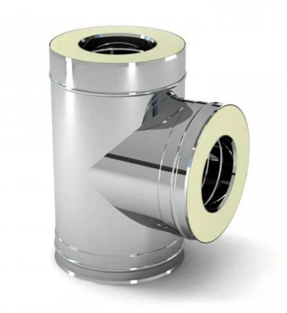 Элемент дымохода из оцинкованной стали. Тройник. Угол 90