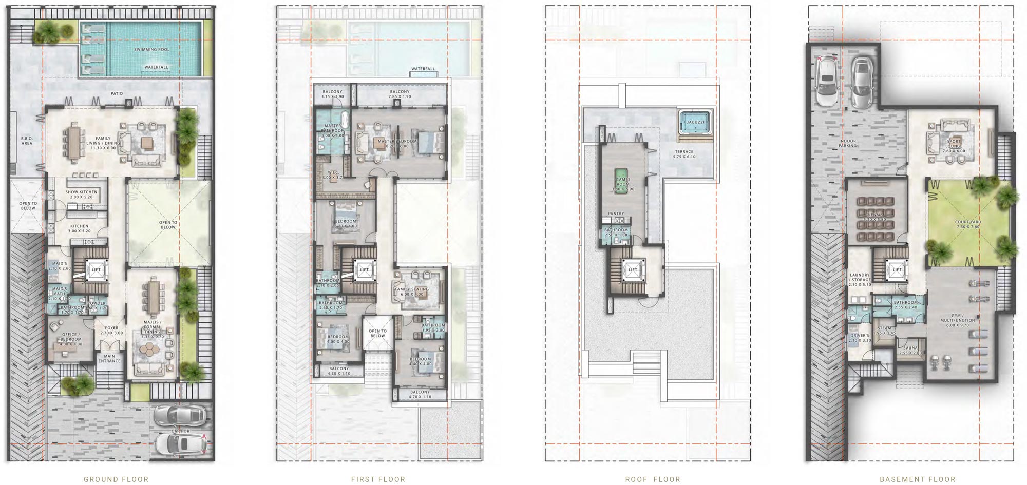 Floor Plans of DAMAC Beverly Hills Drive Villas