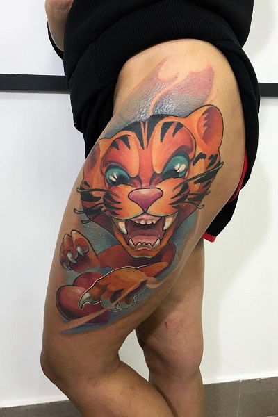 татуировка цветная тигр в новосибирске