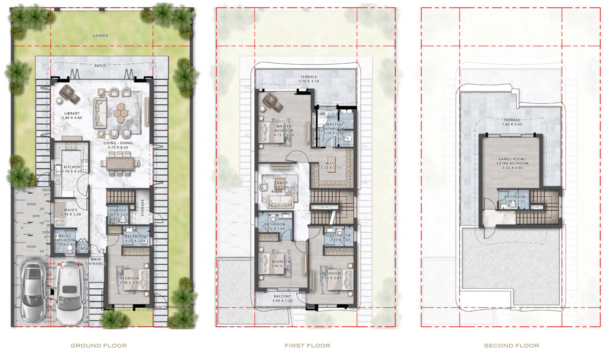 Floor Plans of DAMAC Hills Gems Estates Villas