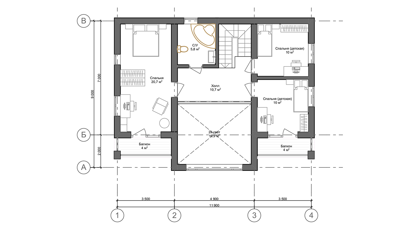 План второго этажа Hannover 2.0  (Дом Ганновер)