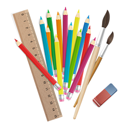 Линейка, карандаш, карандаши, кисточка, кисточки, кисть, кисти, стирашка