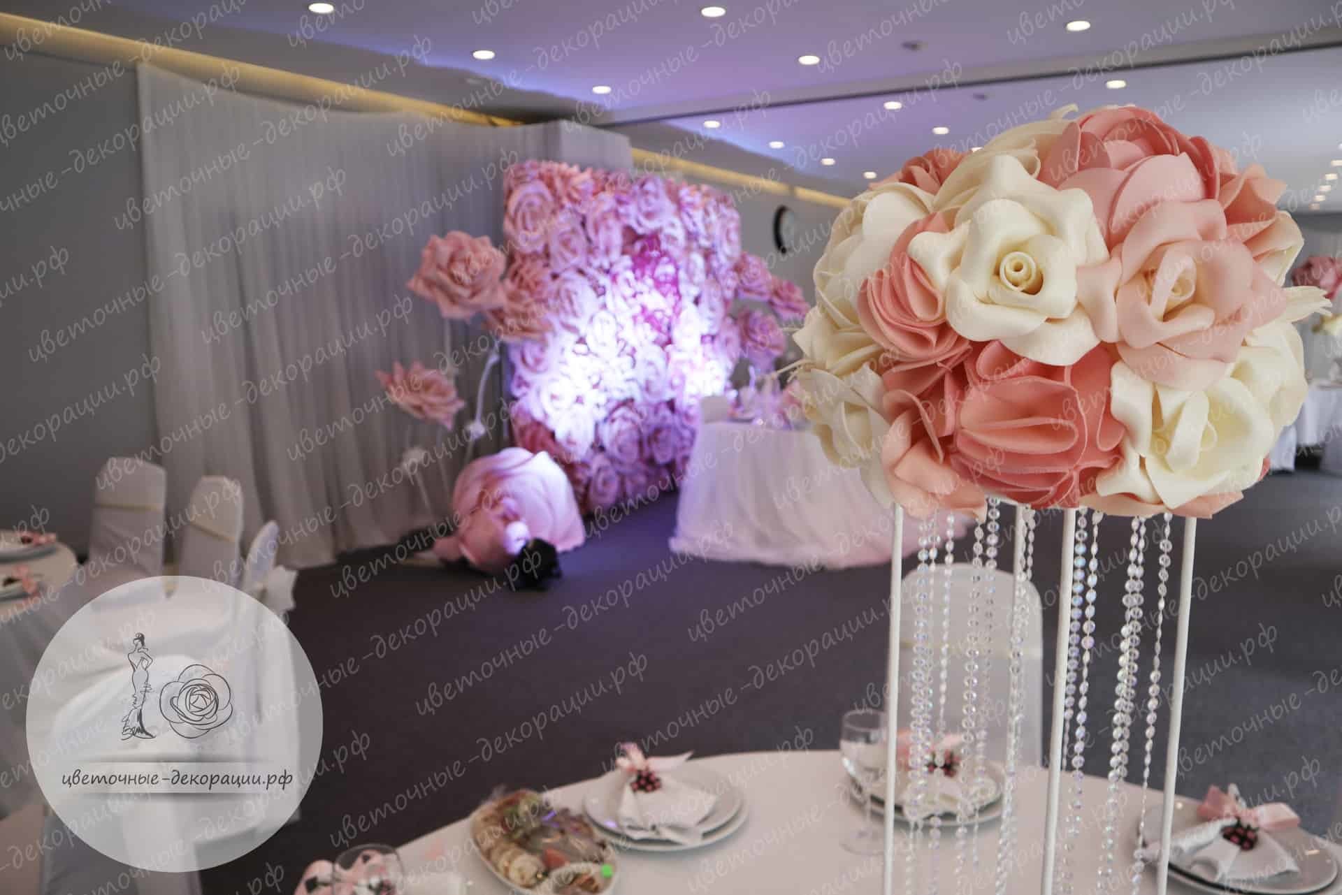 Оформление свадебного зала в розовом цвете