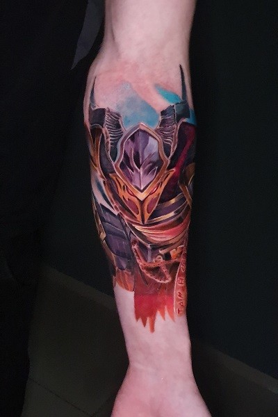 татуировка цветная рыцарь в Новосибирске