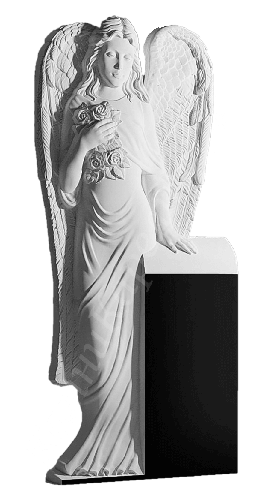  Фрезерная ангел с цветами на памятнике
